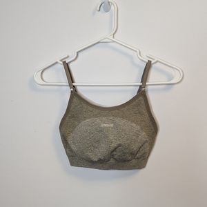 GYMSHARK Small Flex Strappy Sports Bra in Marsh Green/White Marl